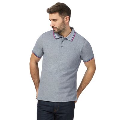 Navy contrasting tipping tailored fit polo shirt